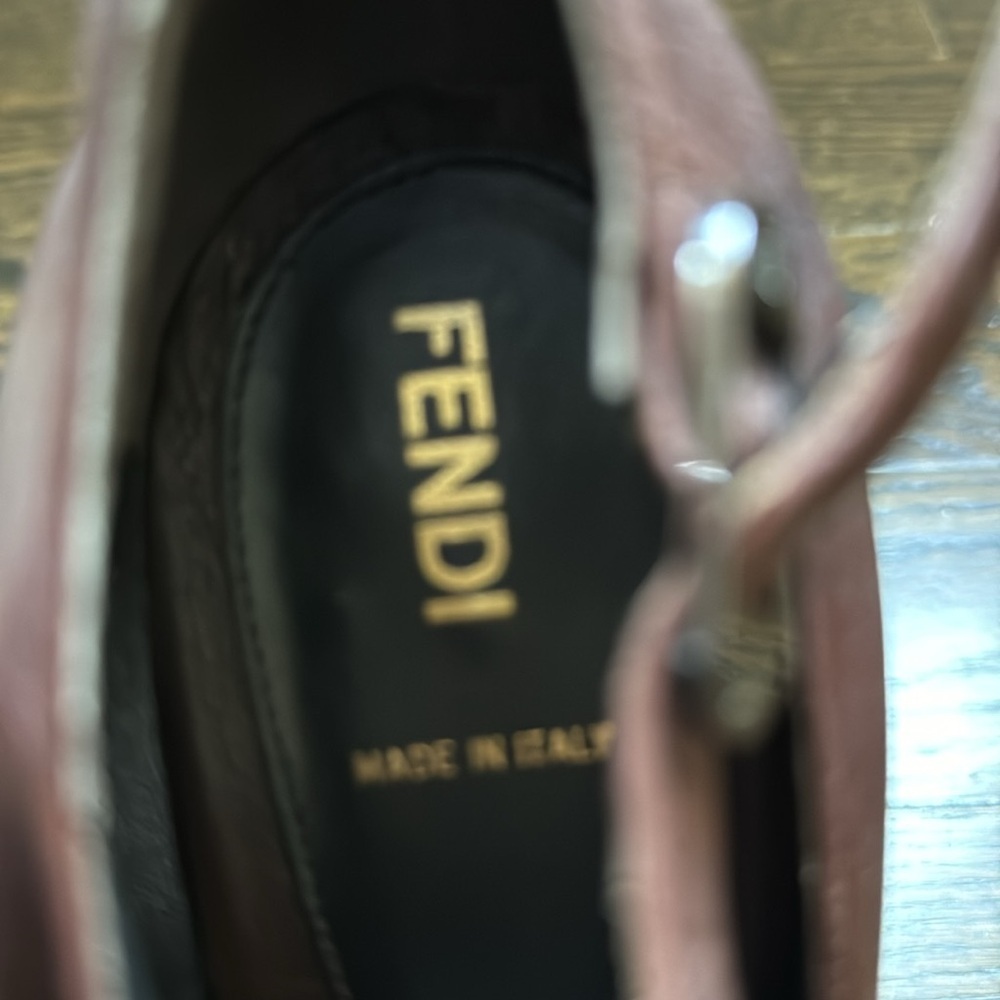 🔵 FENDI DECOLLETE VACCHETTA LUX MARRONE MEDIO PLATFORM HEELS SIZE 38 (7.5) - Picture 8 of 8